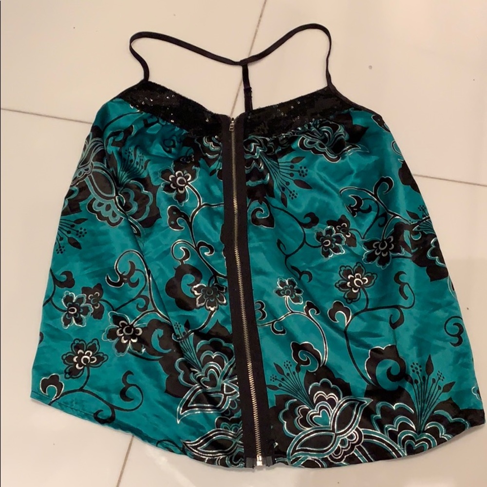 Green and Black Floral Tank